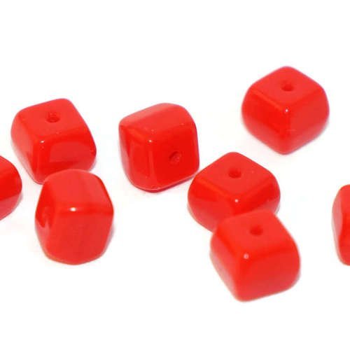 Rouge cube en verre perles en tchèque de bohème originaux exclusifs authentique carré de vif 5mm 20p sku-16649
