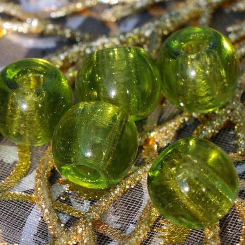 Vert clair grand trou des perles de verre ronde tchèque de de bohème de charme européen perle 10mm x sku-17683