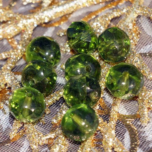 20pcs vert foncé verre tchèque rondelle perles de rondelles de cristal à facettes perle 9mm x 6mm sku-17269