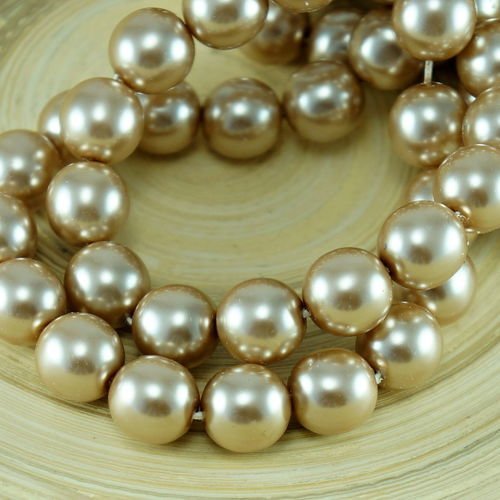 Brun clair perle de verre tchèque ronde perles de imitations de fines 12mm 6pcs sku-26992