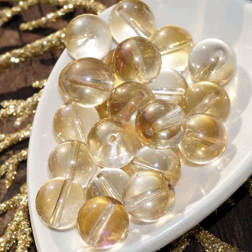 Lustre jaune verre tchèque perles rondes en des jaunes 9mm 12pcs sku-16627