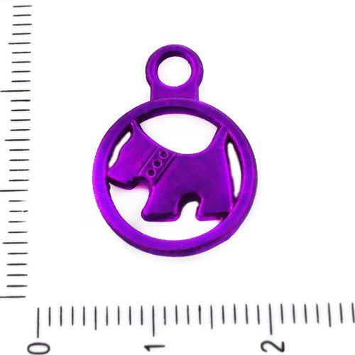 2pcs métallique mat violet chien animaux pet monnaie rond bobo pendentifs charms tchèque métal concl sku-39521
