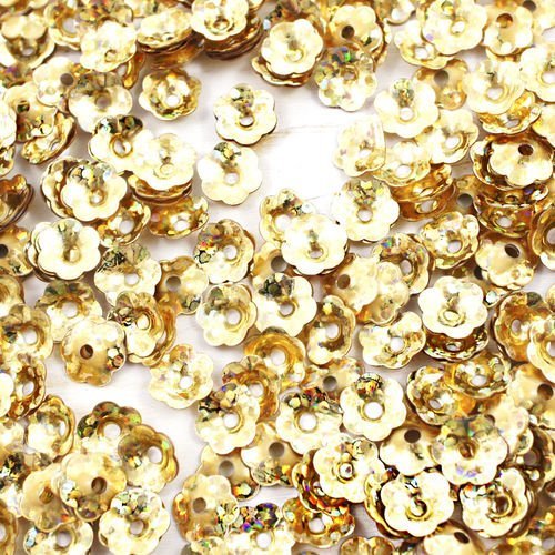 20g metallic gold holographique glitter sparkle en forme de fleur en de dôme de la coupe de paillett sku-40131