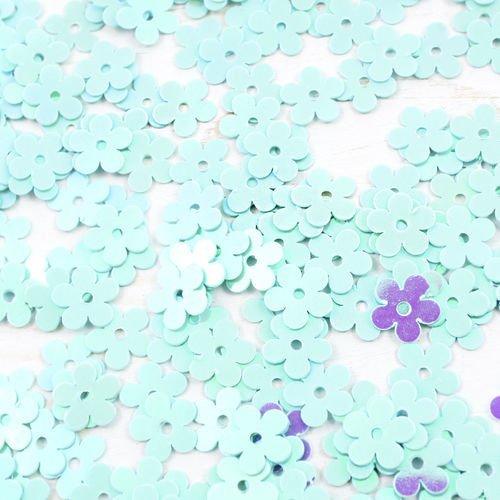20g métalliques lumière bleu turquoise ab en forme de fleur paillettes confettis plat à coudre sur l sku-40124