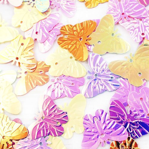20g multi color brillant mélange de papillon 2 grandes trou deux trous de paillettes confettis plat  sku-40158