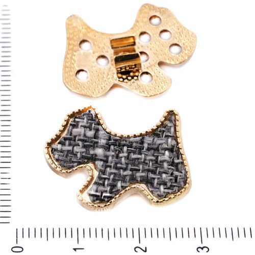 2pcs gris tissu tricoté or de chien de terrier de accessoires à cheveux broche enfants tchèque métal sku-39553
