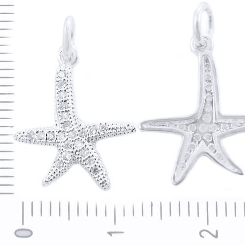1pc plaqué argent zircon cubique micro pave laiton étoiles de mer strass pendentif charme 13mm x 16m sku-38916