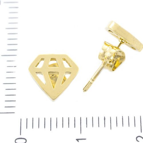 2pcs plaqué or en acier inoxydable goujon forme de diamant boucles d'oreilles bijoux de formuler des sku-38919