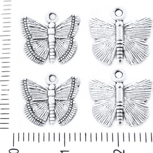 8pcs antique ton argent 3d papillon charmes tchèque métal conclusions 12mm trou 1mm sku-39196