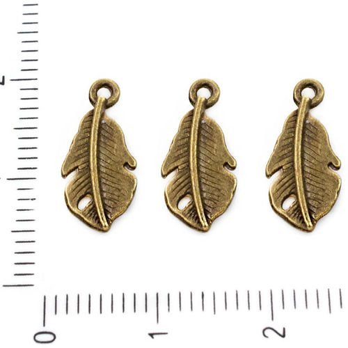 14pcs bronze antique ton feuilles pendentifs charms tchèque métal conclusions 7mm x 15 mm trou 1mm sku-39299