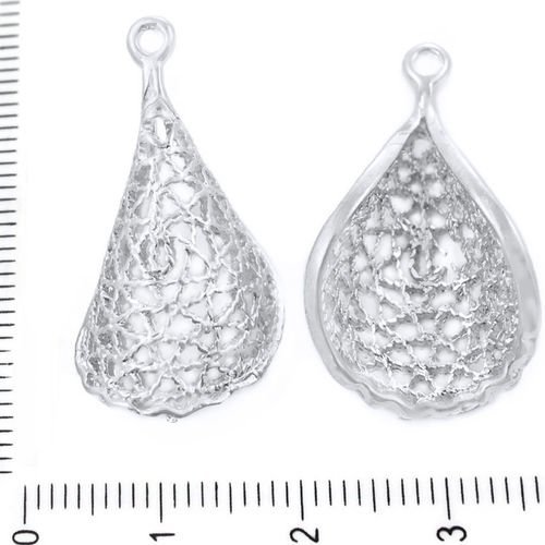 2pcs antique ton argent de feuille creuse en filigrane cône pendentifs charms tchèque métal conclusi sku-39435
