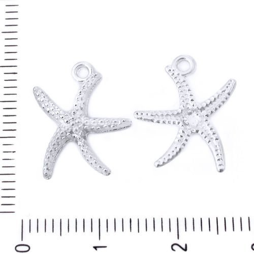 6pcs antique ton argent étoile de mer maritime pendentifs charms tchèque métal conclusions 16mm x 15 sku-39443