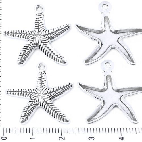 2pcs antique ton argent grosses étoiles de mer étoile de mer de la marine pendentifs charms tchèque  sku-39484