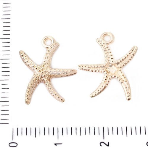 8pcs plaqué or étoile de mer de mer de la marine pendentifs charms tchèque métal conclusions 16mm x  sku-39580