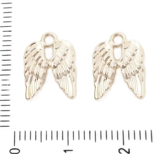 8pcs plaqué or ailes de plumes d'oiseaux ange pendentifs charms tchèque métal conclusions 14mm x 10m sku-39606