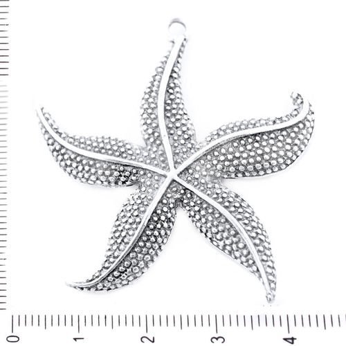 2pcs matte argent antique ton grosses étoiles de mer étoile de mer de la marine pendentifs focal tch sku-39510