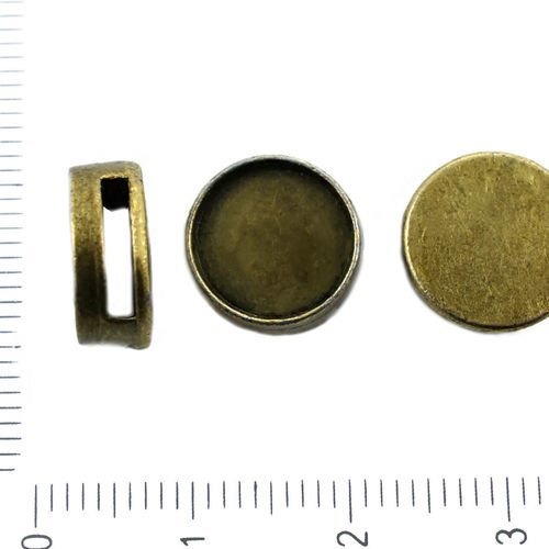 6pcs bronze antique rond plat diapositive charme de bijoux de formuler des constatations 14mm x 5mm sku-38906