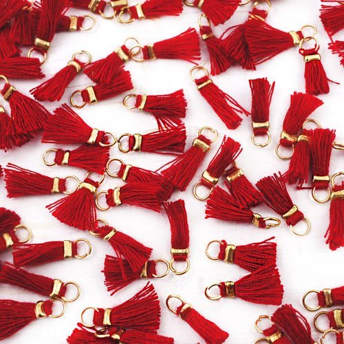 20pcs rouge du fil de coton des glands boucle d'oreille bracelet collier pendentif de charme avec an sku-40250
