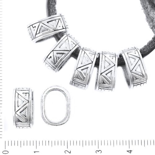 8pcs argent antique ovale géométrie du modèle de diapositive charme grand trou de bracelet de bijoux sku-38988