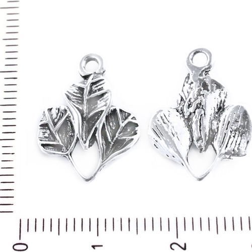 8pcs antique ton argent à trois feuilles de trèfle de feuille de pendentifs charms tchèque métal con sku-39191