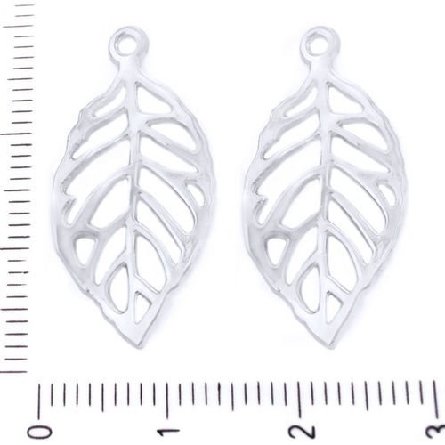 6pcs matte silver tone feuilles tordues pendentifs charms tchèque métal conclusions de 28 mm x 13 mm sku-39201