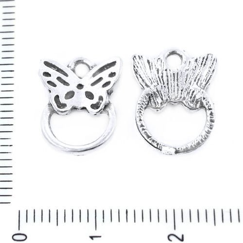 4pcs antique ton argent cercle papillon pendentifs connecteurs charmes tchèque métal conclusions de  sku-39218