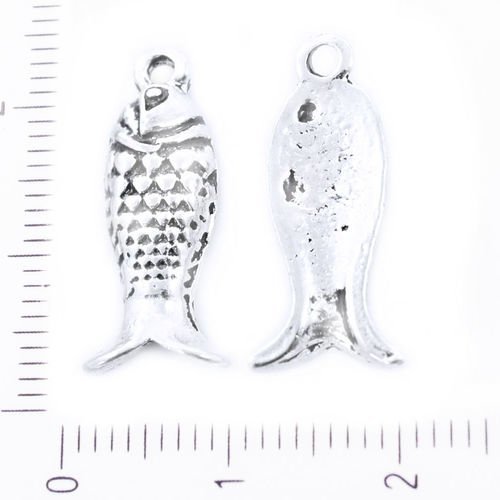 4pcs antique ton argent de poisson marin de la mer de pendentifs charms tchèque métal conclusions 22 sku-39511