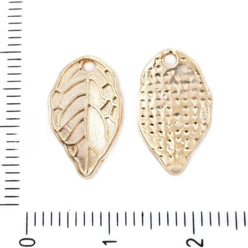 4pcs or plaqué de feuilles de la forêt naturelle à plat pendentifs charms tchèque métal conclusions  sku-39642