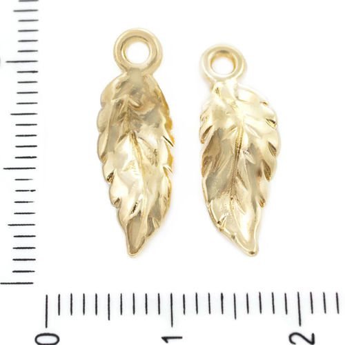 6pcs plaqué or de feuilles de la forêt naturelle agité pendentifs charms tchèque métal conclusions 1 sku-39643