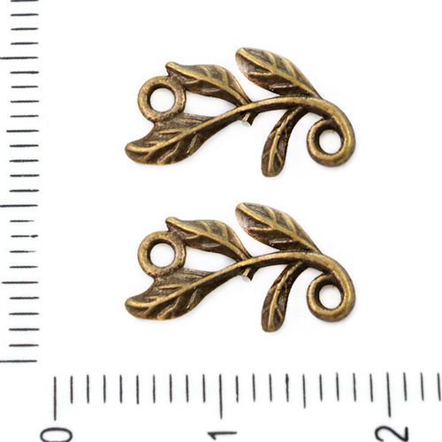 14pcs bronze antique ton feuilles de la branche de deux 2 trous du connecteur de la feuille pendenti sku-39291