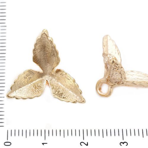2pcs plaqué or 3 feuilles de perles cap cône pendentifs charmes boucles d'oreilles en métal conclusi sku-39609