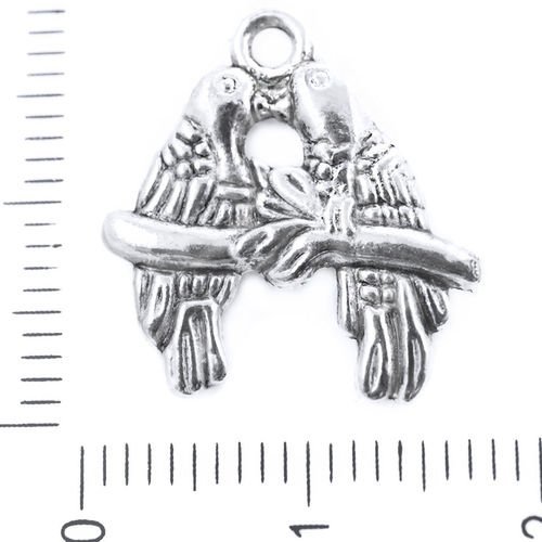 12pcs argent antique deux oiseaux perroquet en métal pendentif de charme de bijoux de formuler des c sku-38899