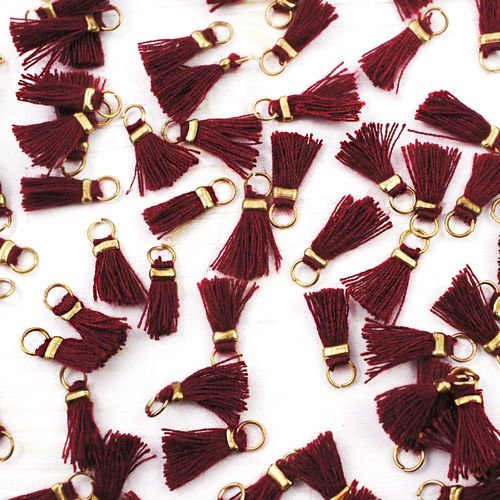 20pcs bordeaux rouge du fil de coton des glands boucle d'oreille bracelet collier pendentif de charm sku-40251