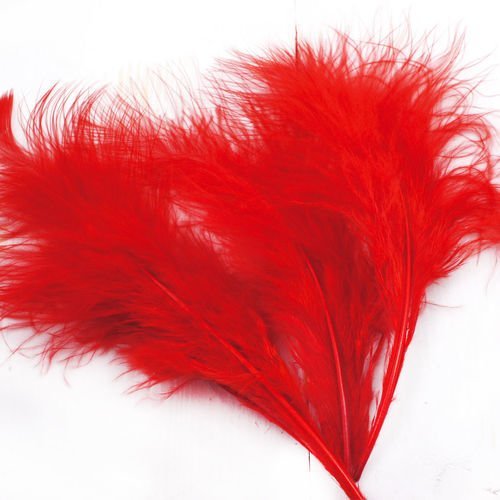 8pcs rouge chaud teint moelleux de plumes marabou turquie bricolage chapeau de mariage de bijoux de  sku-39424