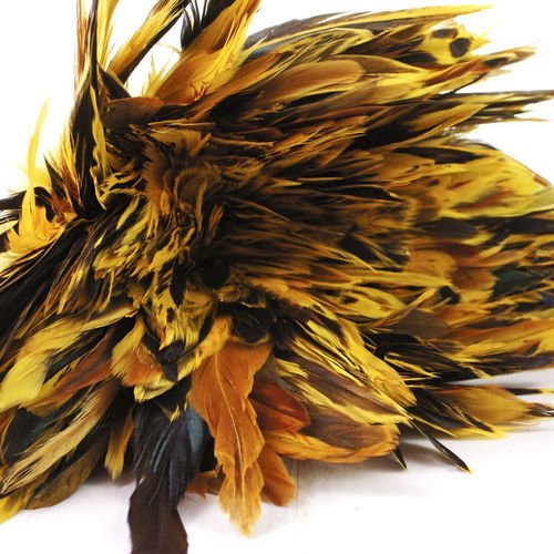 40pcs jaune brun teint les plumes de coq pendentif boucles d'oreilles bijoux de la chapellerie selle sku-39367