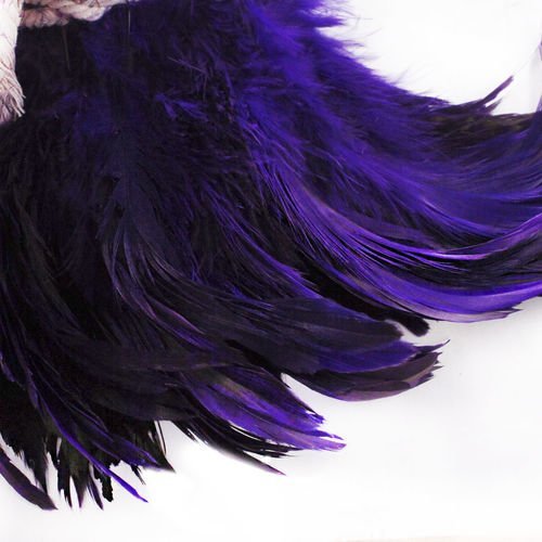 20pcs violet teint les plumes de coq pendentif boucles d'oreilles bijoux de la chapellerie selle cos sku-39377