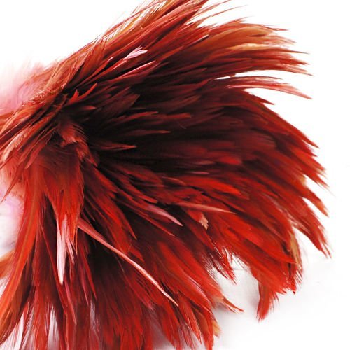 14pcs rose rouge teint les plumes de coq pendentif boucles d'oreilles bijoux de la chapellerie selle sku-39385
