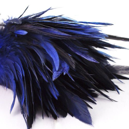14pcs bleu royal navy teint les plumes de coq pendentif boucles d'oreilles bijoux de la chapellerie  sku-39389