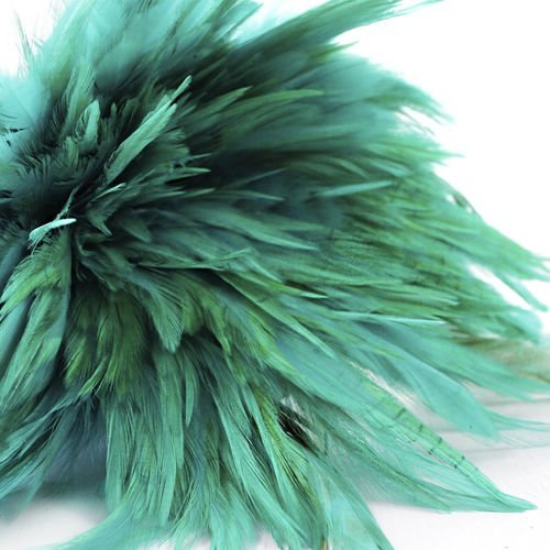 30 pcs turquoise bleu vert teints plumes de coq pendentif boucles d'oreilles bijoux chapellerie boho sku-39406