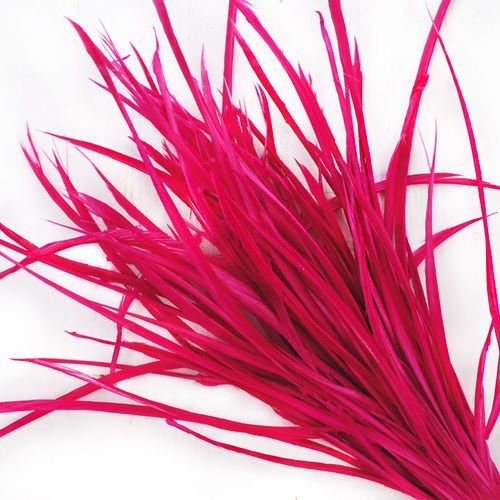 12pcs rose teint dépouillé coq de longues plumes fines extensions de cheveux boucles d'oreilles bijo sku-39409