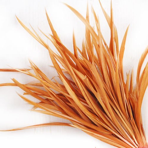 12pcs rouge orange teint dépouillé coq de longues plumes fines extensions de cheveux boucles d'oreil sku-39413