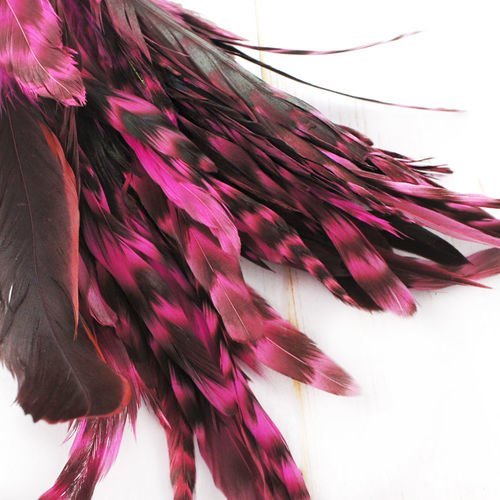 6pcs rayée de brun rose teint les plumes de la queue de faisan cheveux diy chapeau masque de bijoux  sku-39660