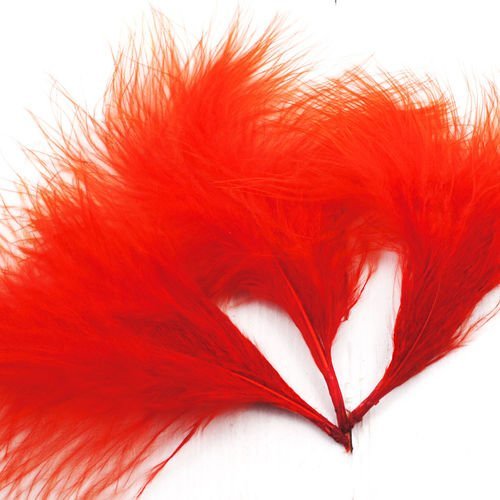14pcs rouge teint moelleux de plumes marabou turquie bricolage chapeau de mariage de bijoux de costu sku-39425