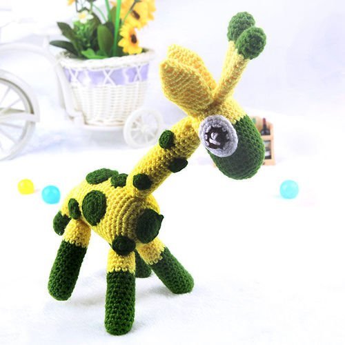 Jaune vert blanc noir girafe jouet crochet accroché à tricoter kit amigurumi bricolage enfants de l' sku-40585