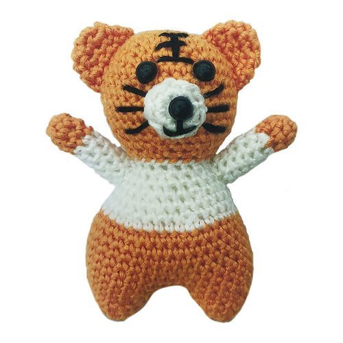 Orange blanc noir bébé tigre cub jouet crochet accroché à tricoter kit amigurumi bricolage enfants d sku-40589