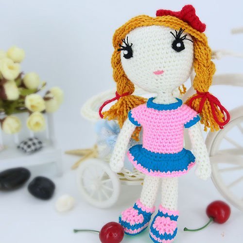 Rose bleu rouge beige marron fille jouet crochet accroché à tricoter kit amigurumi bricolage enfants sku-40600