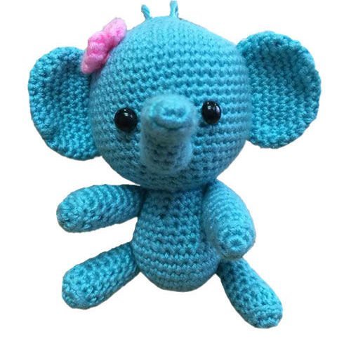 Bleu turquoise petit éléphant de jouet de crochet accroché à tricoter kit amigurumi bricolage enfant sku-40603