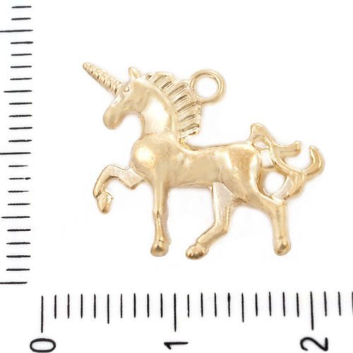 4pcs plaqué or licorne cheval magique des animaux pendentifs charms tchèque métal conclusions de 15m sku-39596
