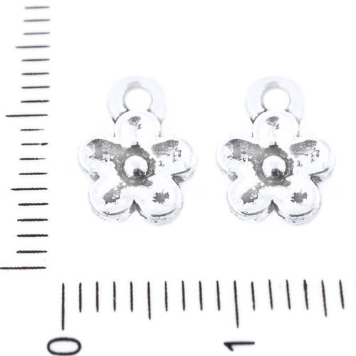 12pcs antique ton argent petite fleur pendentifs charms tchèque métal conclusions 10mm x 8mm trou 1m sku-39234