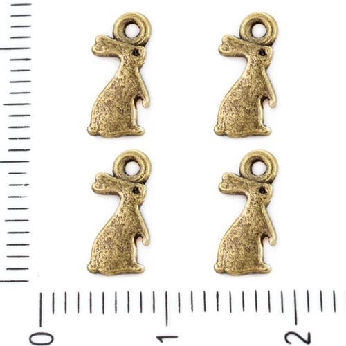16pcs bronze antique ton lapin lièvre de pâques pendentifs charms tchèque métal conclusions de 5 mm  sku-39278